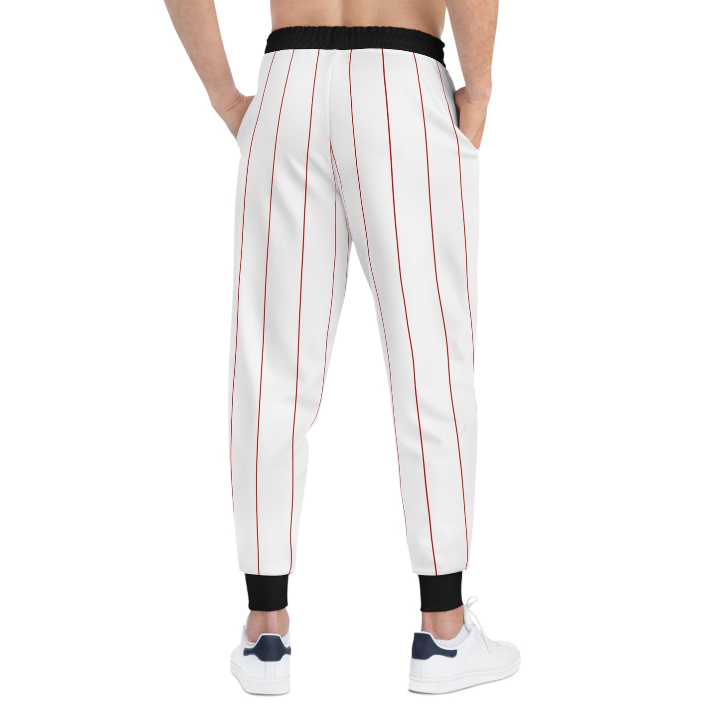 White Pinstriped Paw Print Baseball Pants