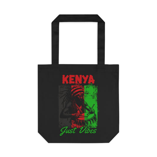 Kenya Just Vibes Tote Bag — Afrocentric Flag Design Cotton Tote