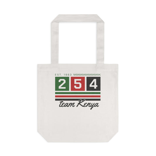 254 Team Kenya Cotton Tote Bag — Kenyan Flag Colors, Est. 1963 Pride Tote