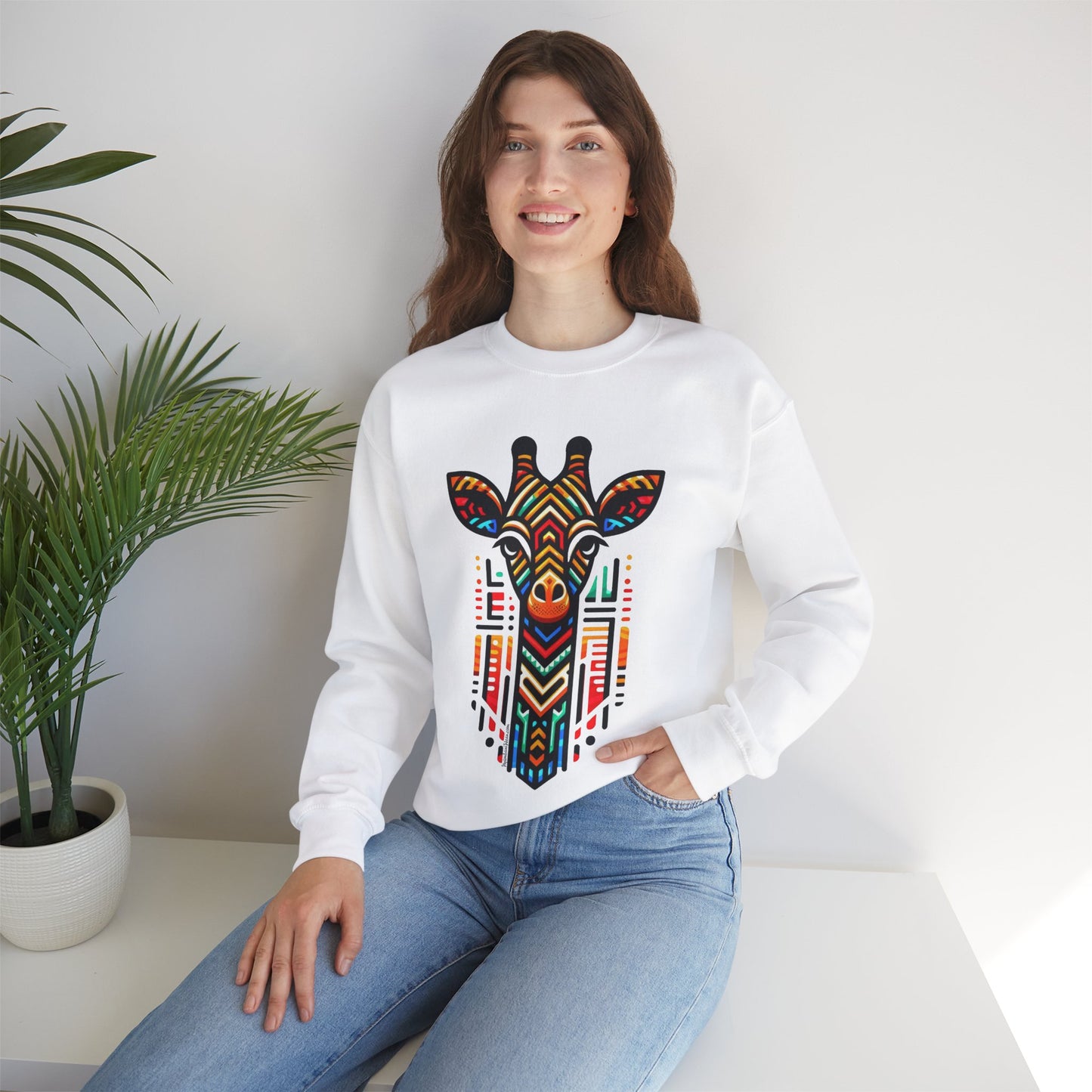 Giraffe African Bead Design Sweatshirt       Unisex Heavy Blend™ Crewneck Sweatshirt