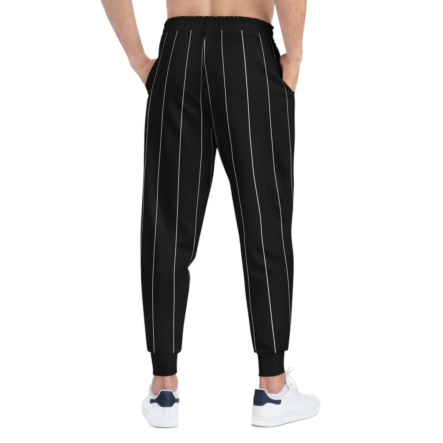 Black Pinstriped Baseball Pants with Paw Print