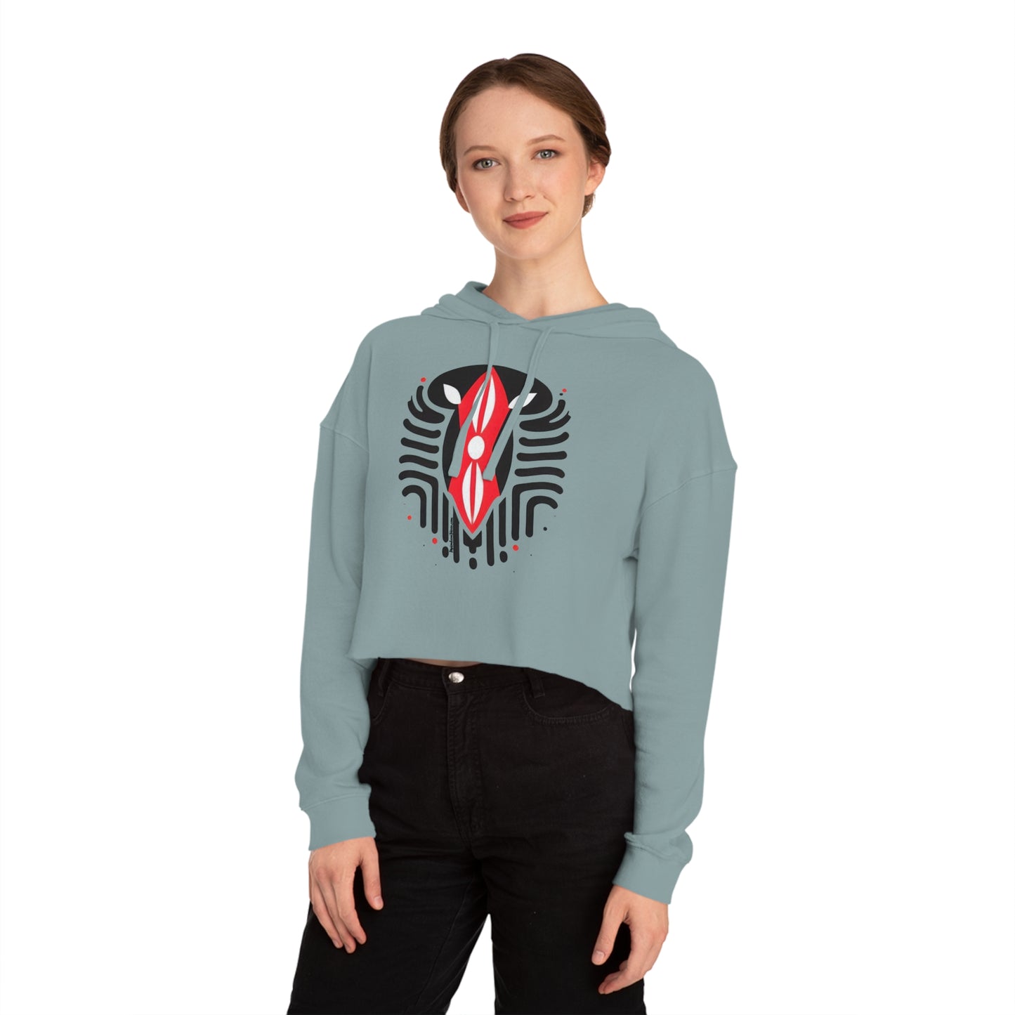 Kenyan Abstract Shield Women’s Cropped Hooded Sweatshirt