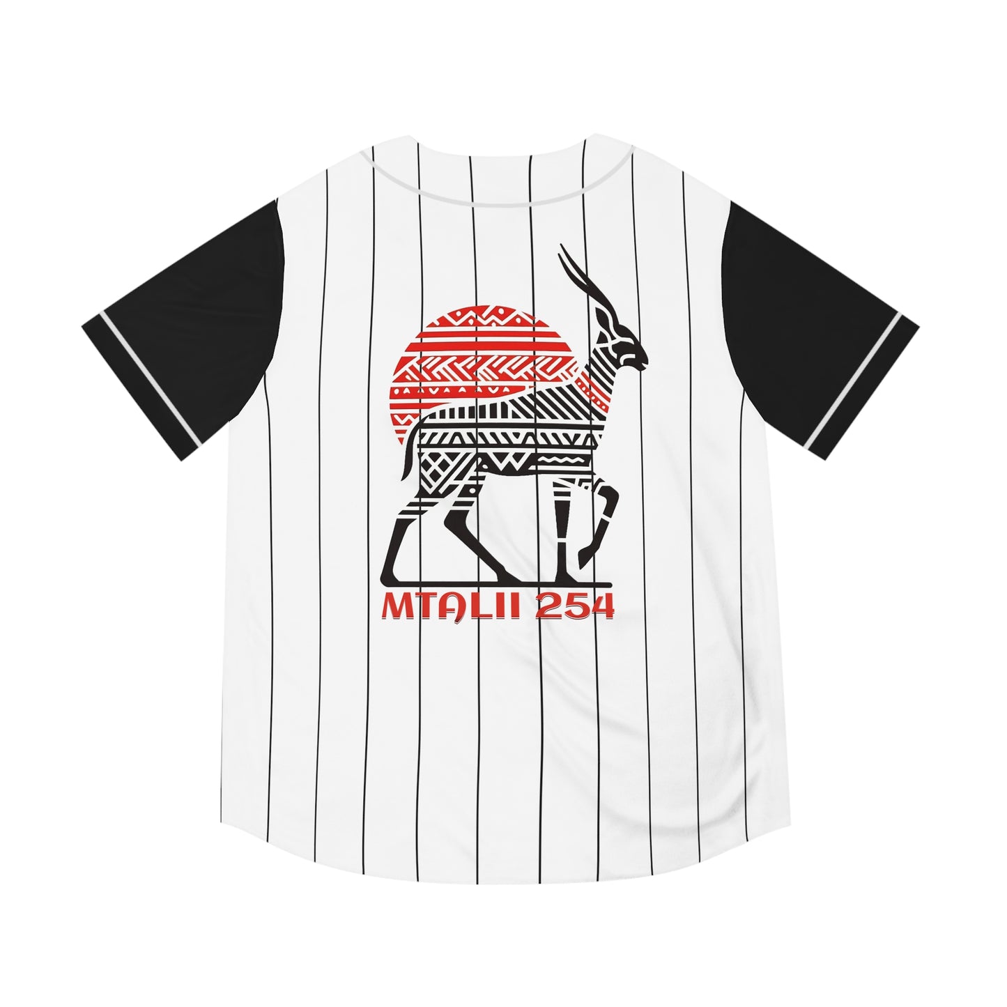 White Men's Baseball Jersey with Black Pinstripe and sleeves with Impala Matali Traveler 254
