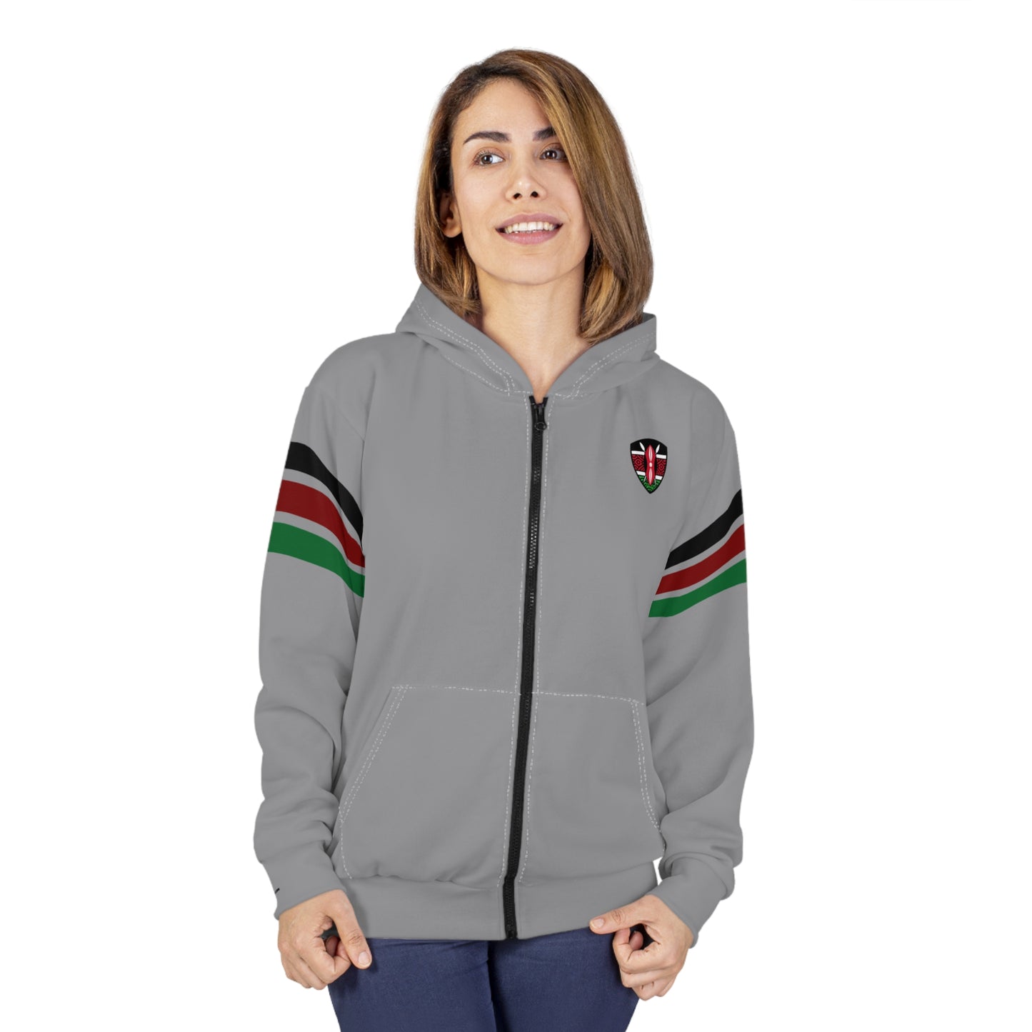 Kenyan Striped Sleeve Zip Hoodie