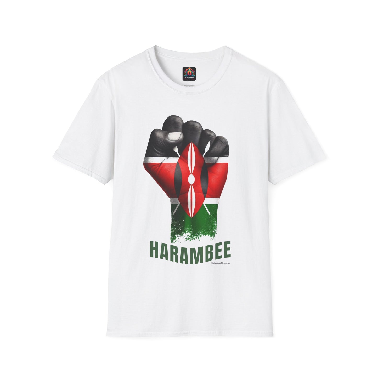Kenyan Harambee Unisex T-Shirt with Black Fist and Kenyan Flag