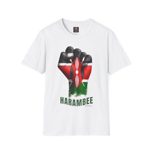 Kenyan Harambee Unisex T-Shirt with Black Fist and Kenyan Flag