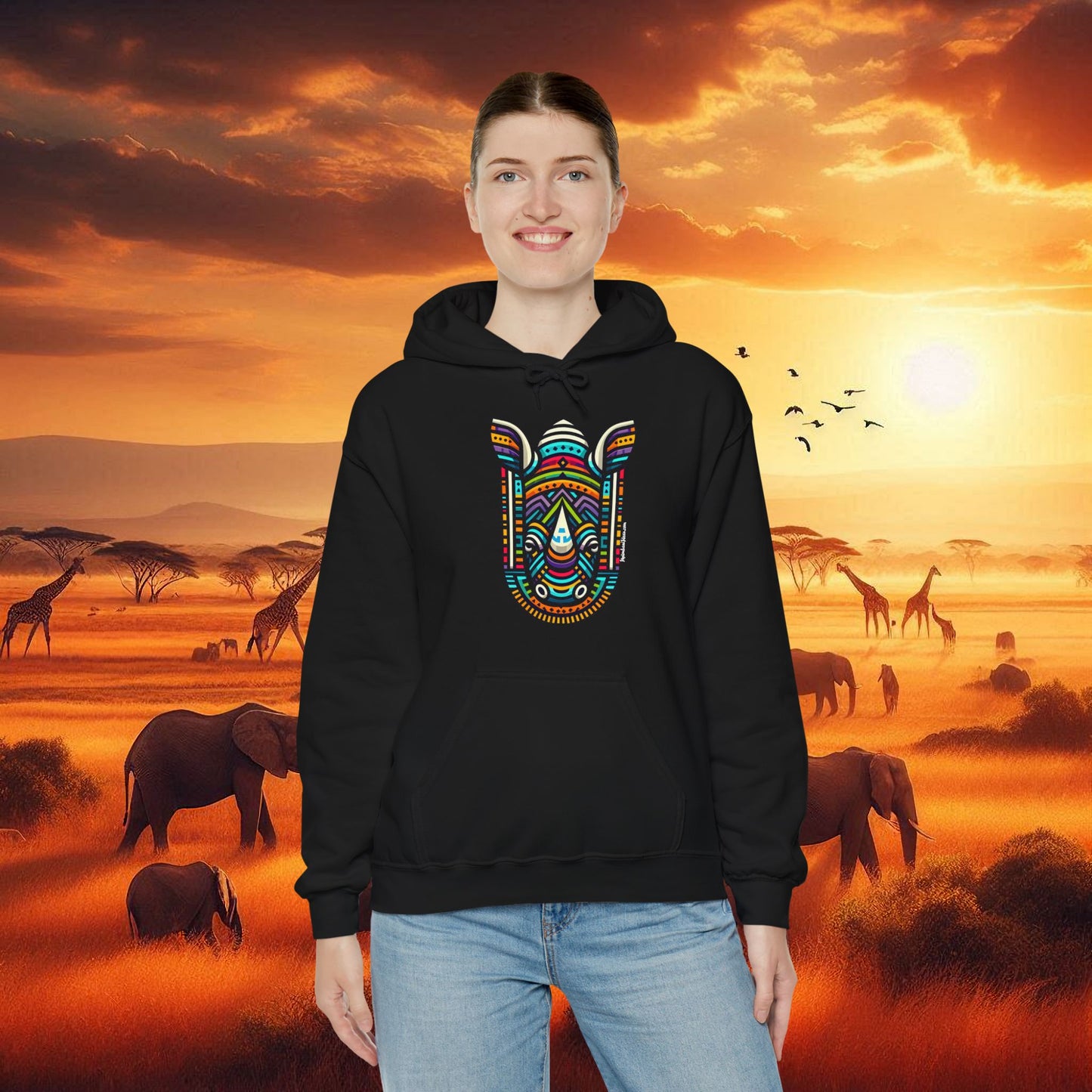 Rhino African Bead Hoodie Sweatshirt