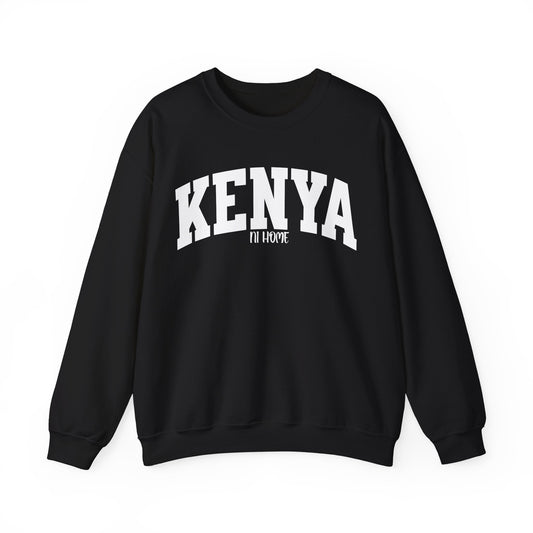Kenya Ni Home Crewneck Sweatshirt — "Kenya It's Home" Collegiate Pullover