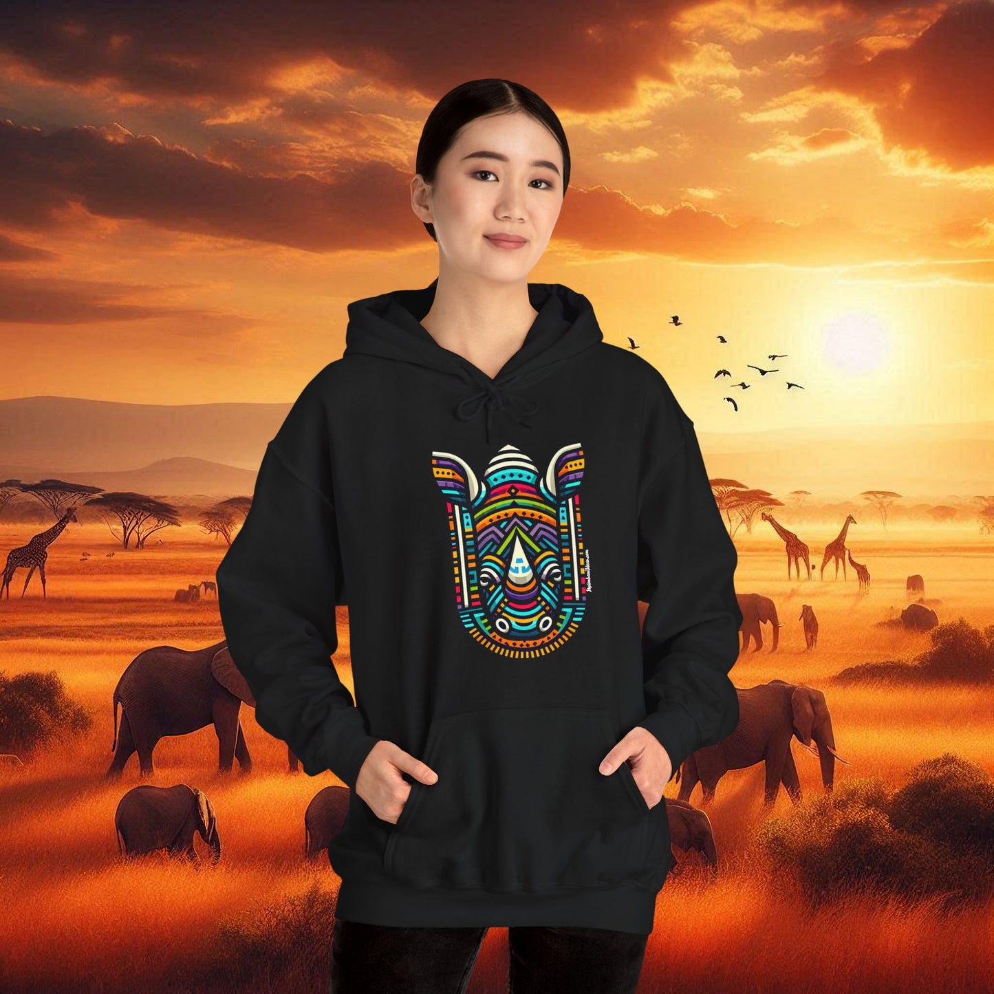 Rhino African Bead Hoodie Sweatshirt