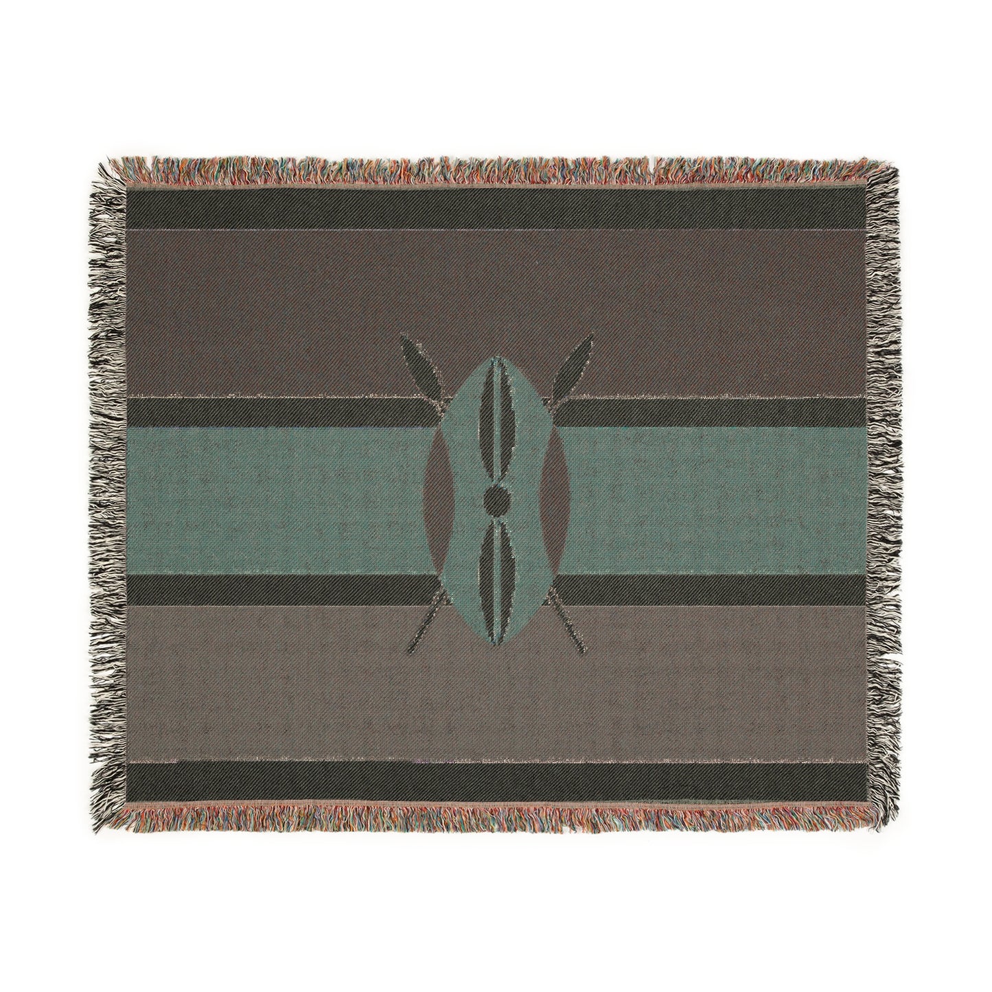 African Shield Woven Blanket — Tribal Pattern Throw for Living Room, Camping & Cultural Gifts