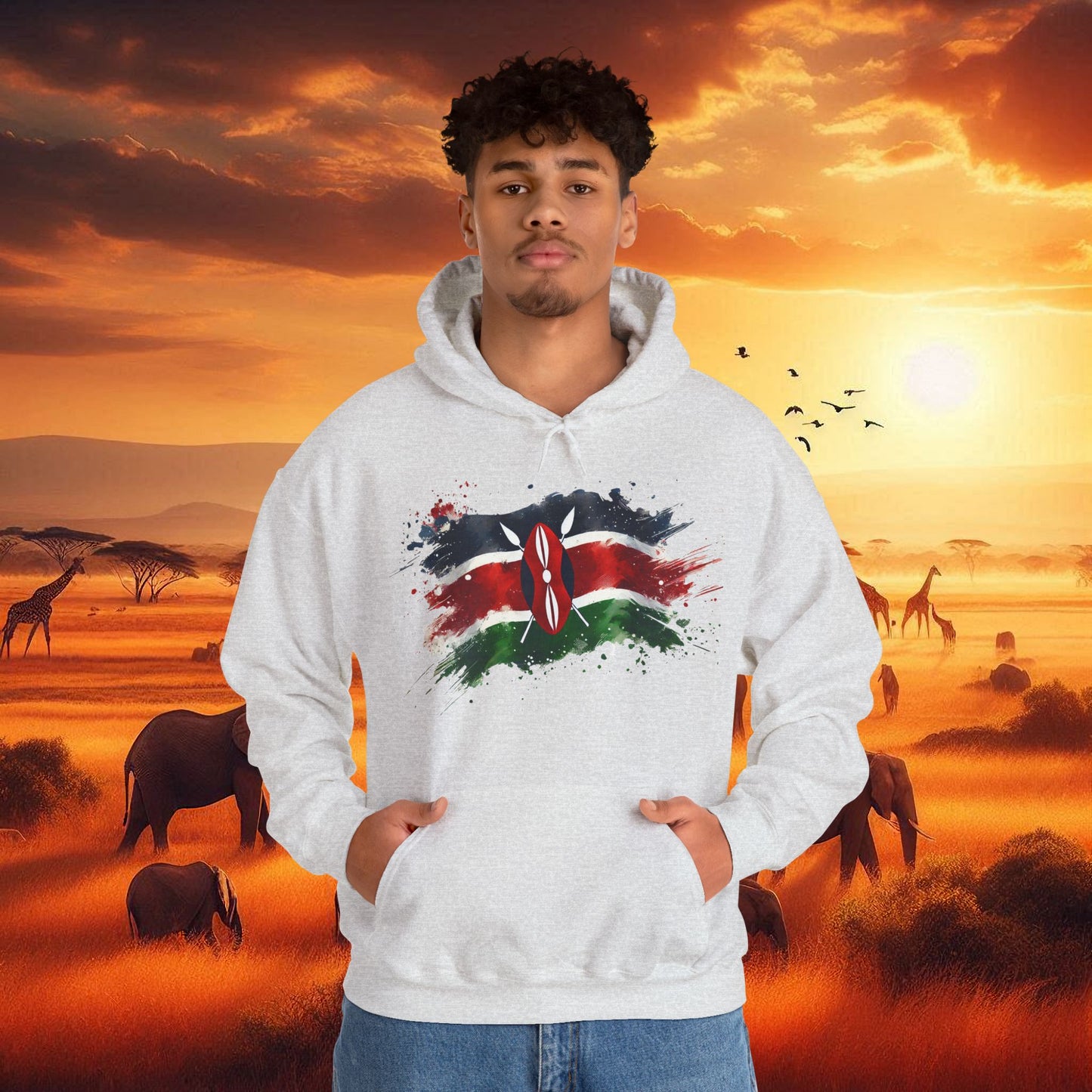 Painted Kenyan Flag Hoodie