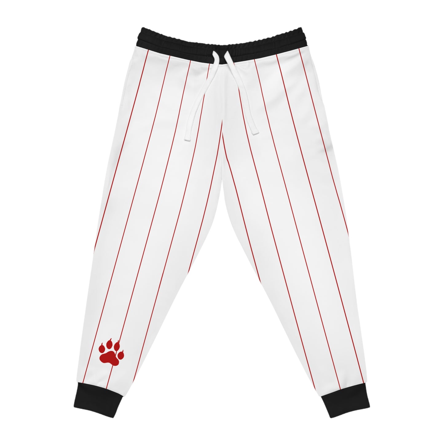 White Pinstriped Paw Print Baseball Pants