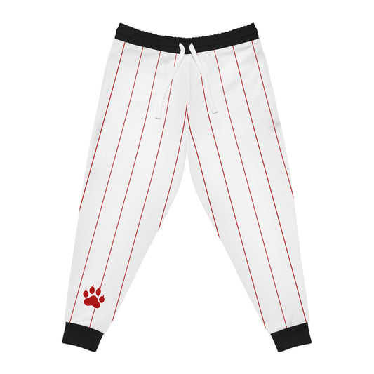 White Pinstriped Paw Print Baseball Pants