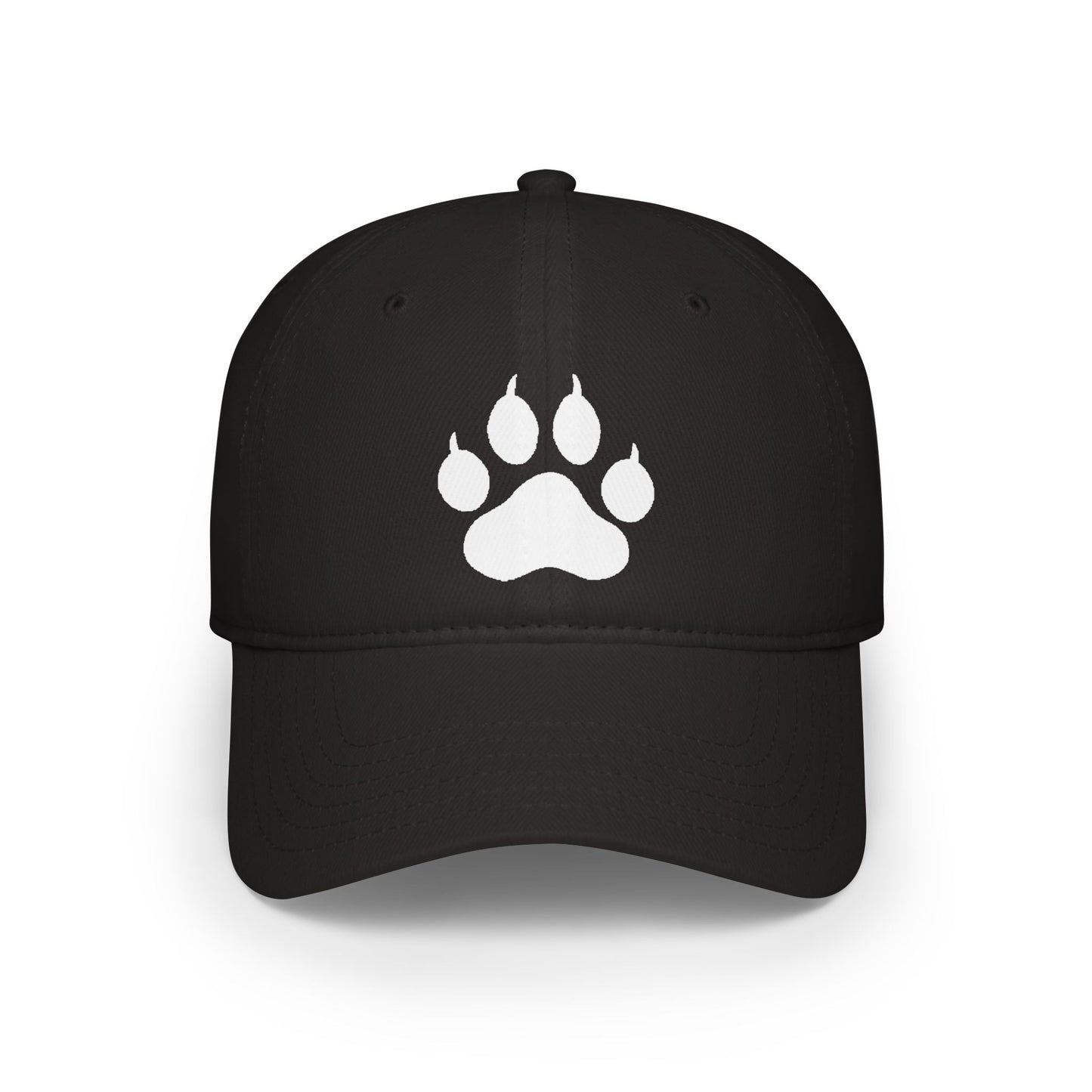 Black with White Lion Paw Print Baseball Cap