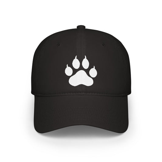 Black with White Lion Paw Print Baseball Cap
