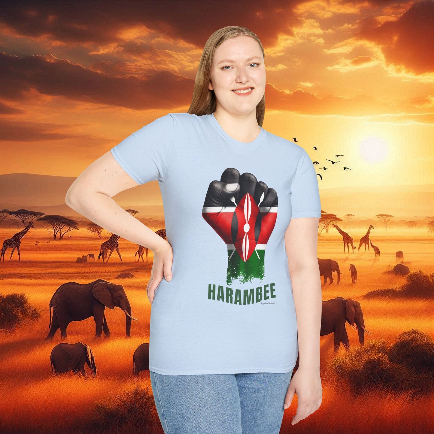 Kenyan Harambee Unisex T-Shirt with Black Fist and Kenyan Flag