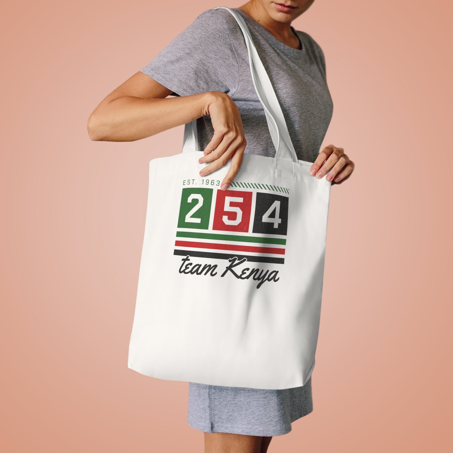 254 Team Kenya Cotton Tote Bag — Kenyan Flag Colors, Est. 1963 Pride Tote