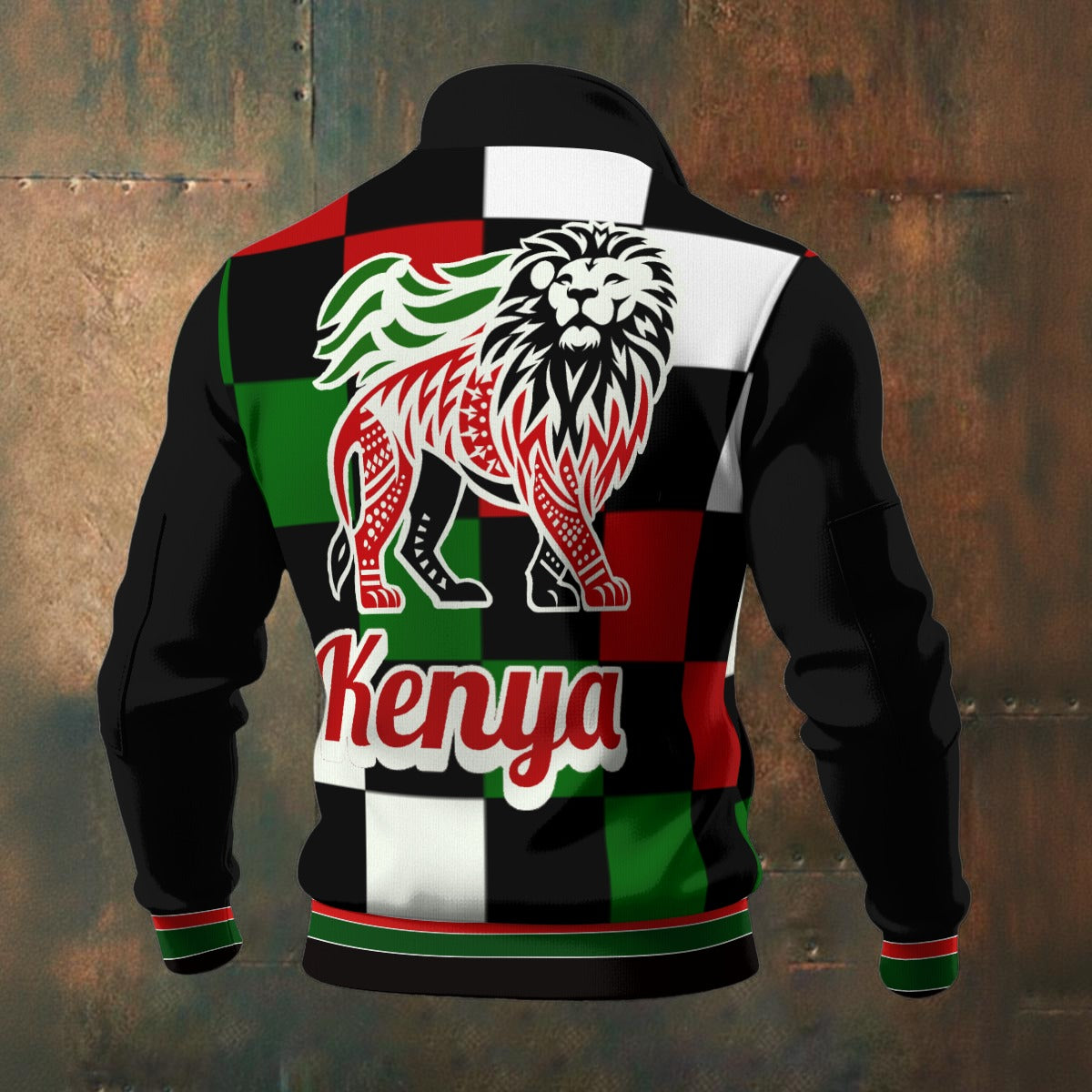 Kenyan Lettermen's Jacket - Men's Thick Knit Fleece Jacket