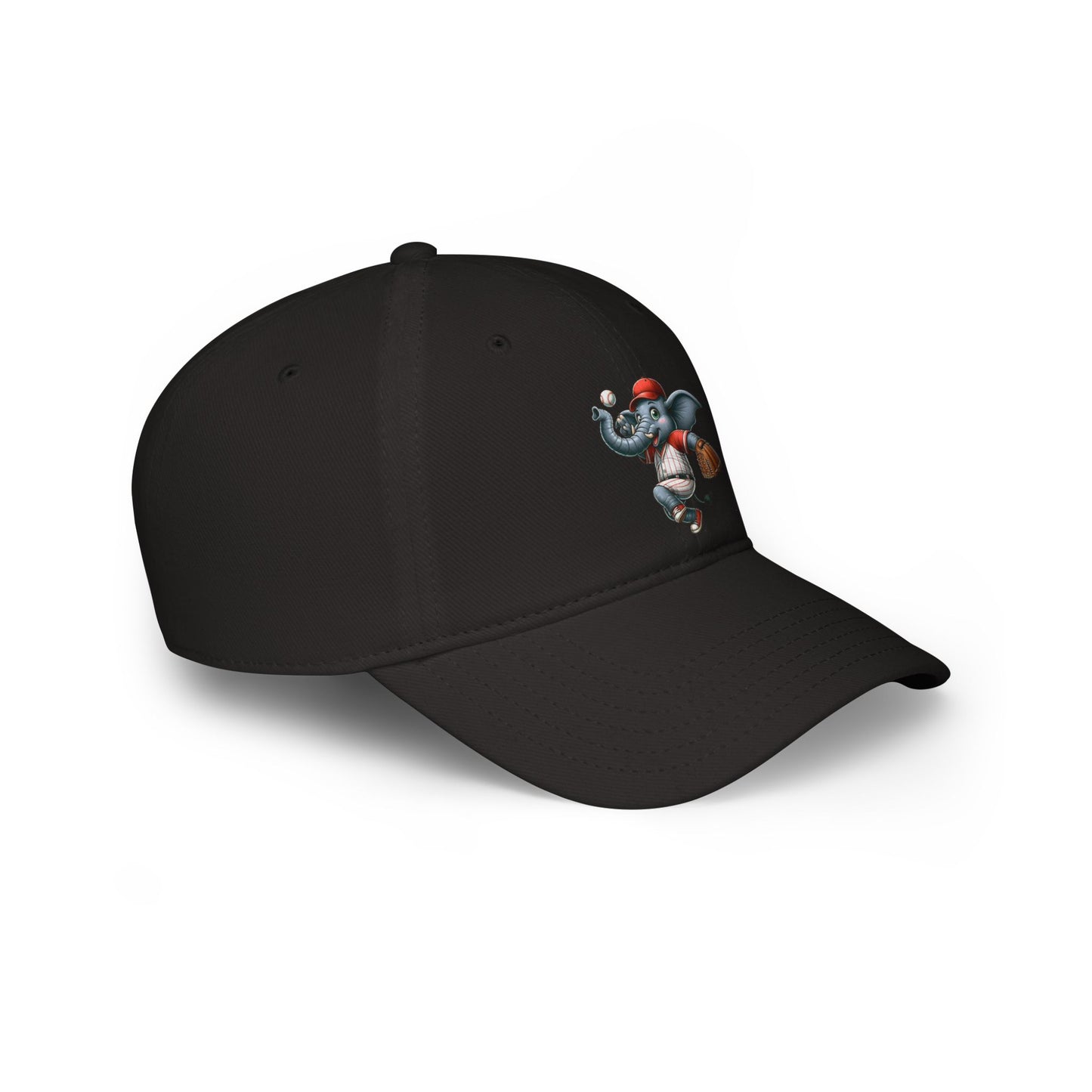 Black Playful Elephant Baseball Cap