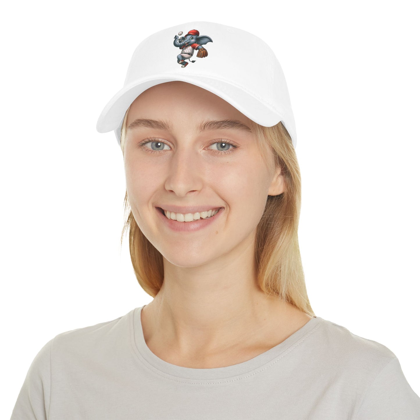 White Playful Elephant Baseball Cap