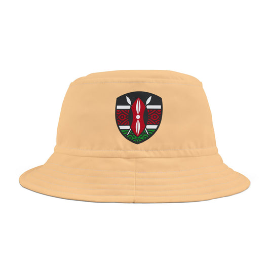 Bucket Hat - Khaki with Kenyan Shield Design