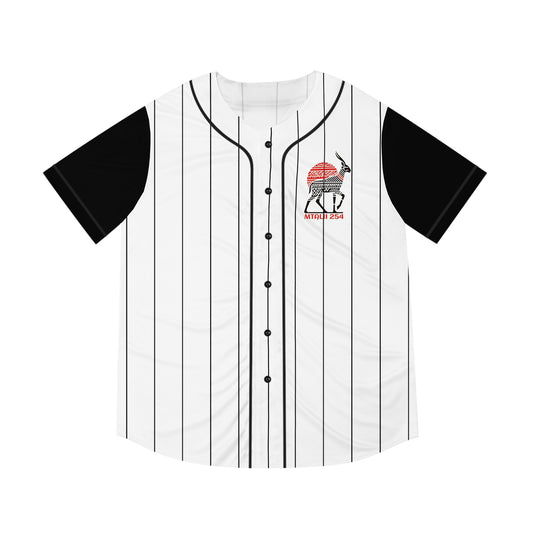 White Men's Baseball Jersey with Black Pinstripe and sleeves with Impala Matali Traveler 254