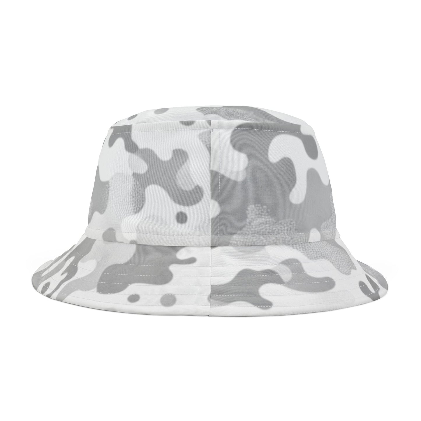 Grey Camo Bucket Hat — All-Over Print Casual Outdoor Sun Hat