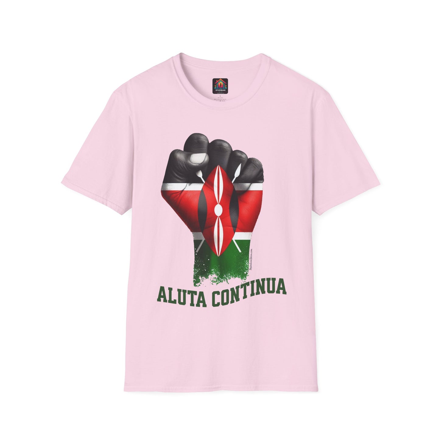 Kenyan Aluta Continua Unisex T-Shirt with Black Fist and Kenyan Flag