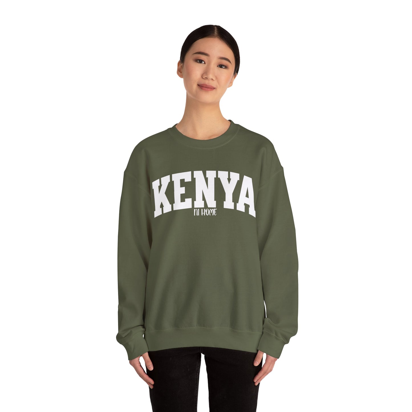 Kenya Ni Home Crewneck Sweatshirt — "Kenya It's Home" Collegiate Pullover
