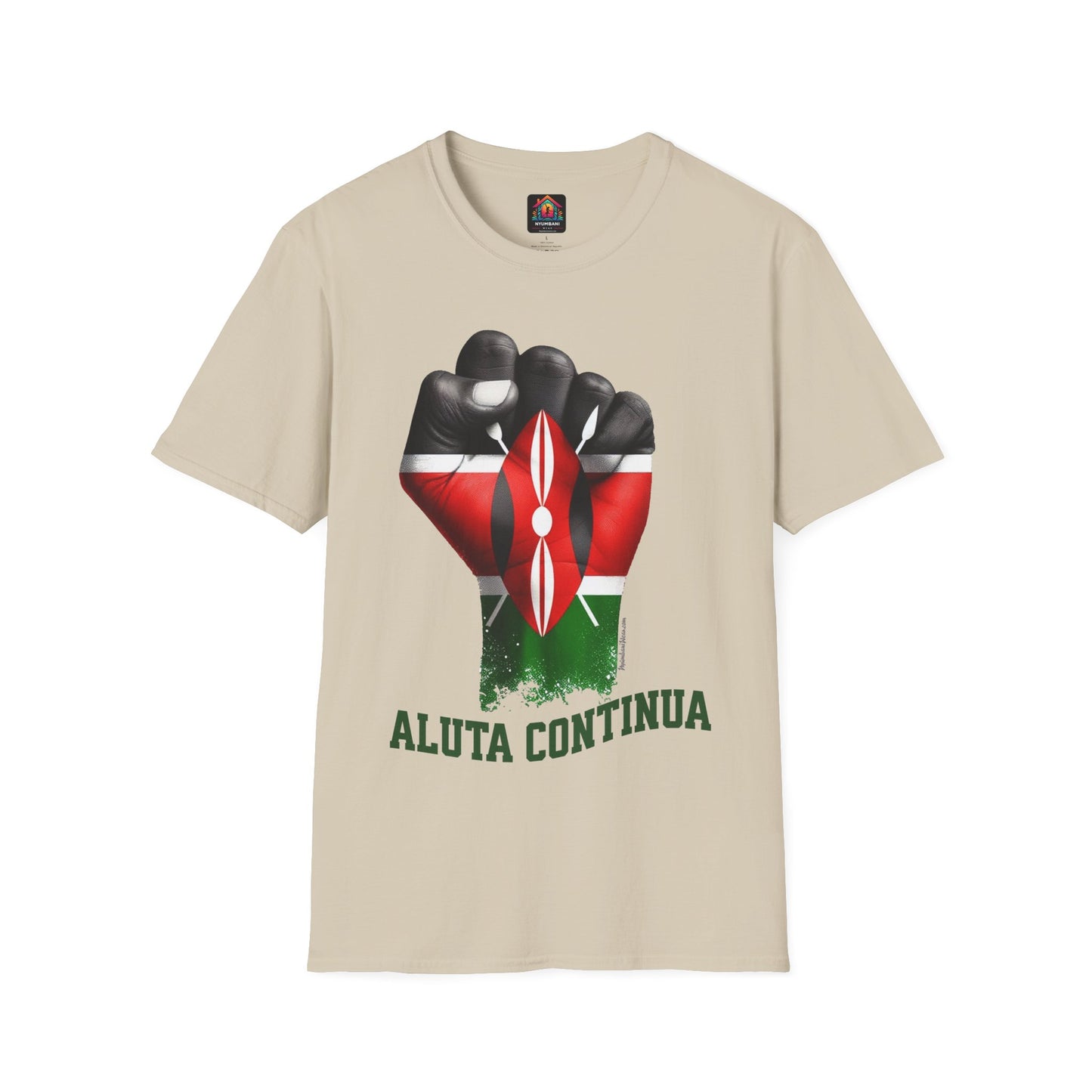 Kenyan Aluta Continua Unisex T-Shirt with Black Fist and Kenyan Flag