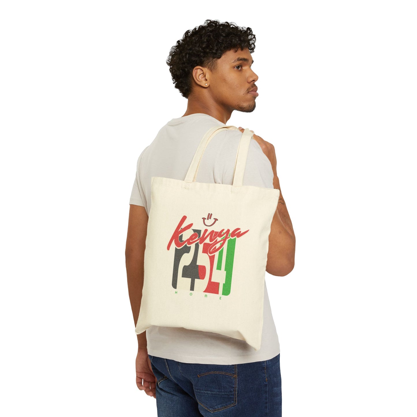 Tote Bag —Happy Kenya 254 Flag Graphic Cotton Canvas Tote