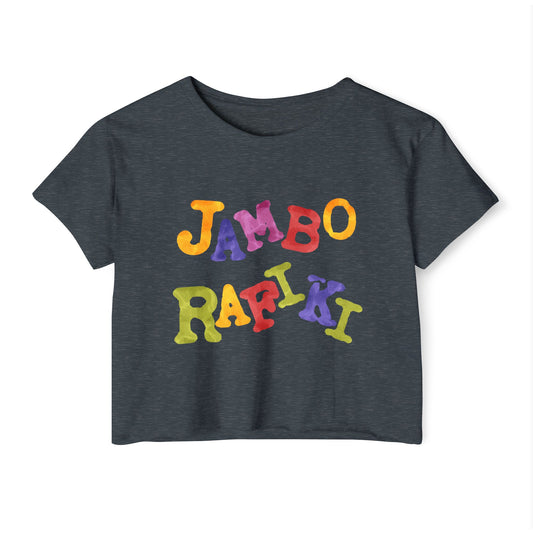Women's Festival Crop Top - Jambo Rafiki Fun & Vibrant T-Shirt for Celebrations