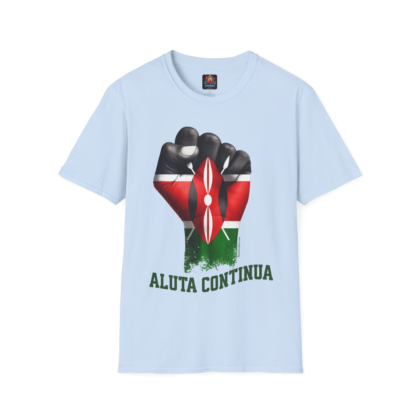 Kenyan Aluta Continua Unisex T-Shirt with Black Fist and Kenyan Flag