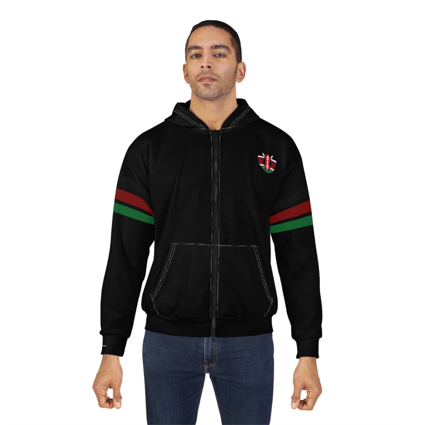 Kenyan Striped Sleeve Zip Hoodie