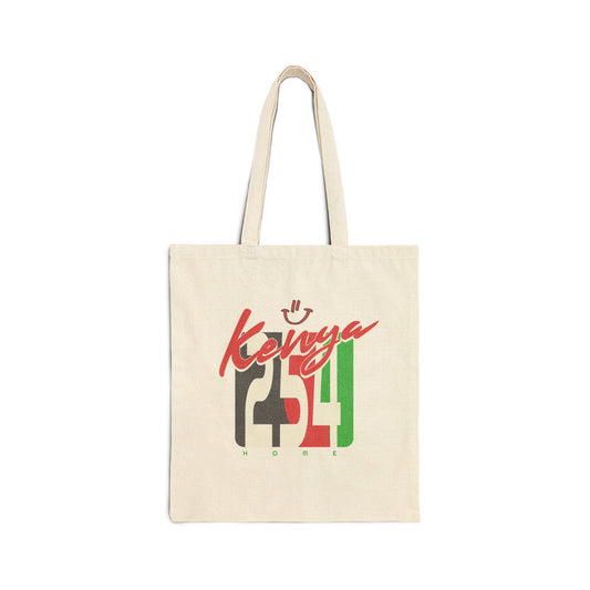 Tote Bag —Happy Kenya 254 Flag Graphic Cotton Canvas Tote