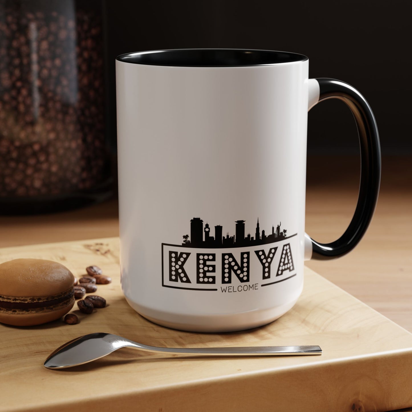 Black Kenyan Flag Map Coffee Mug | 11oz & 15oz