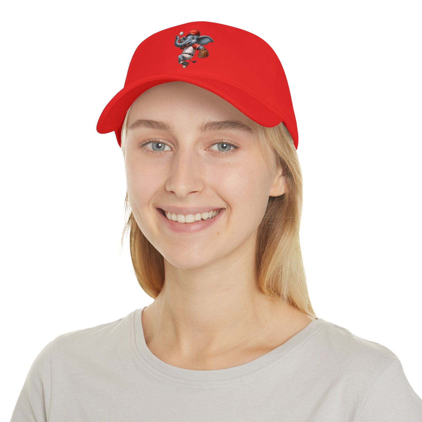 Red Playful Elephant Baseball Cap