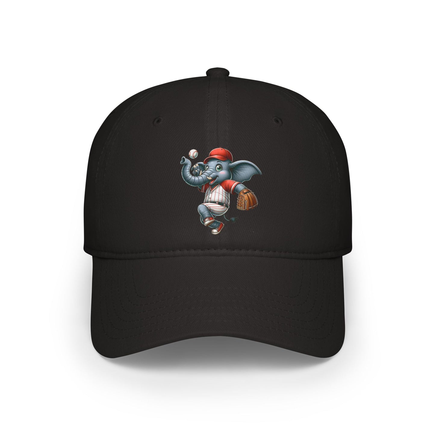 Black Playful Elephant Baseball Cap