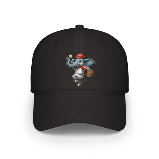 Black Playful Elephant Baseball Cap