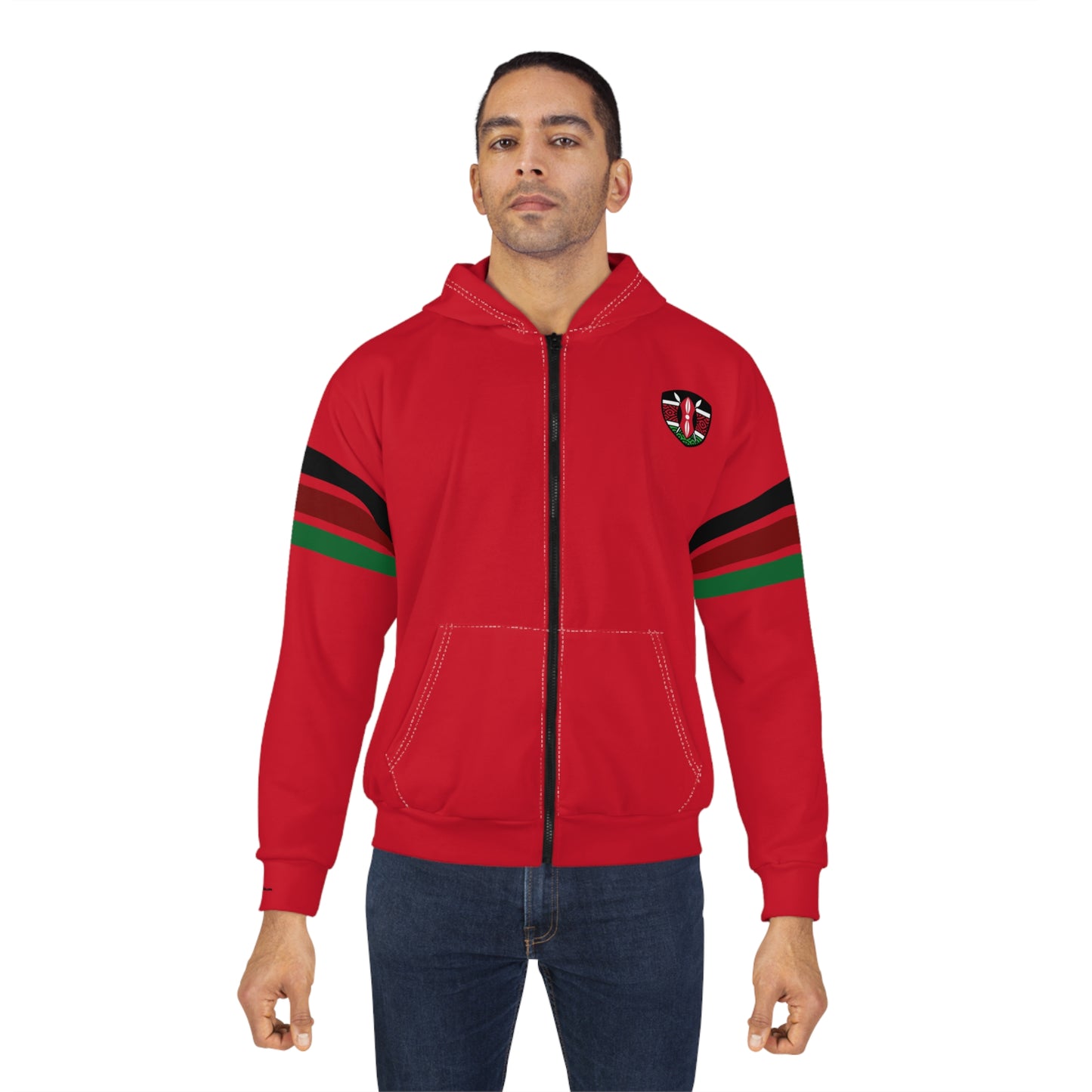 Kenyan Striped Sleeve Zip Hoodie