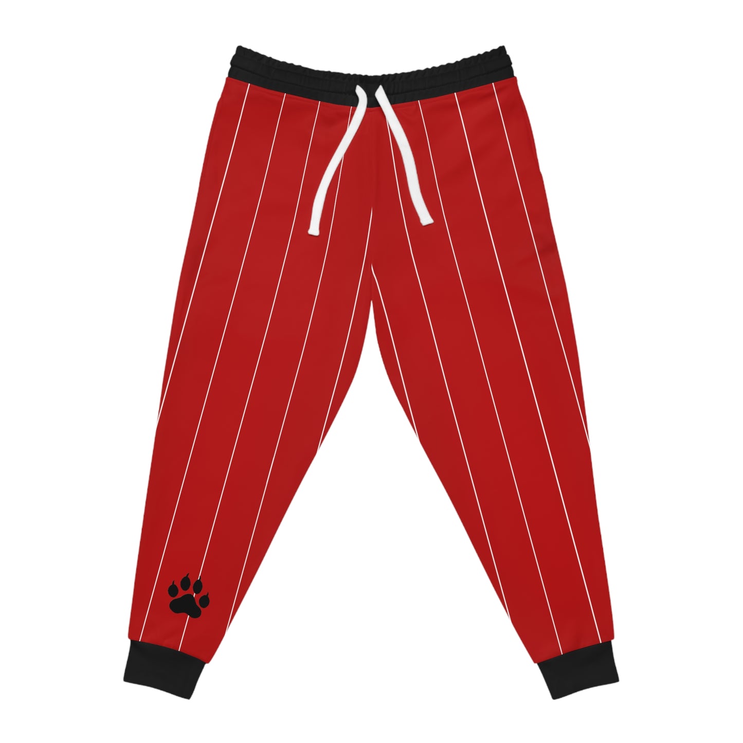 Red Pinstriped Paw Print Baseball Pants