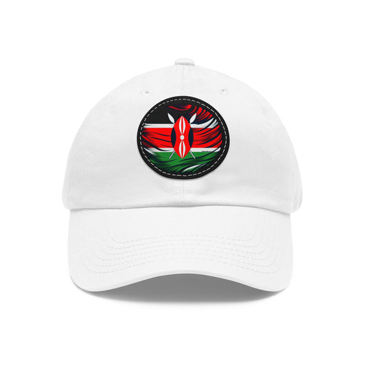 Kenyan Dad Hat with Leather Patch (Round)