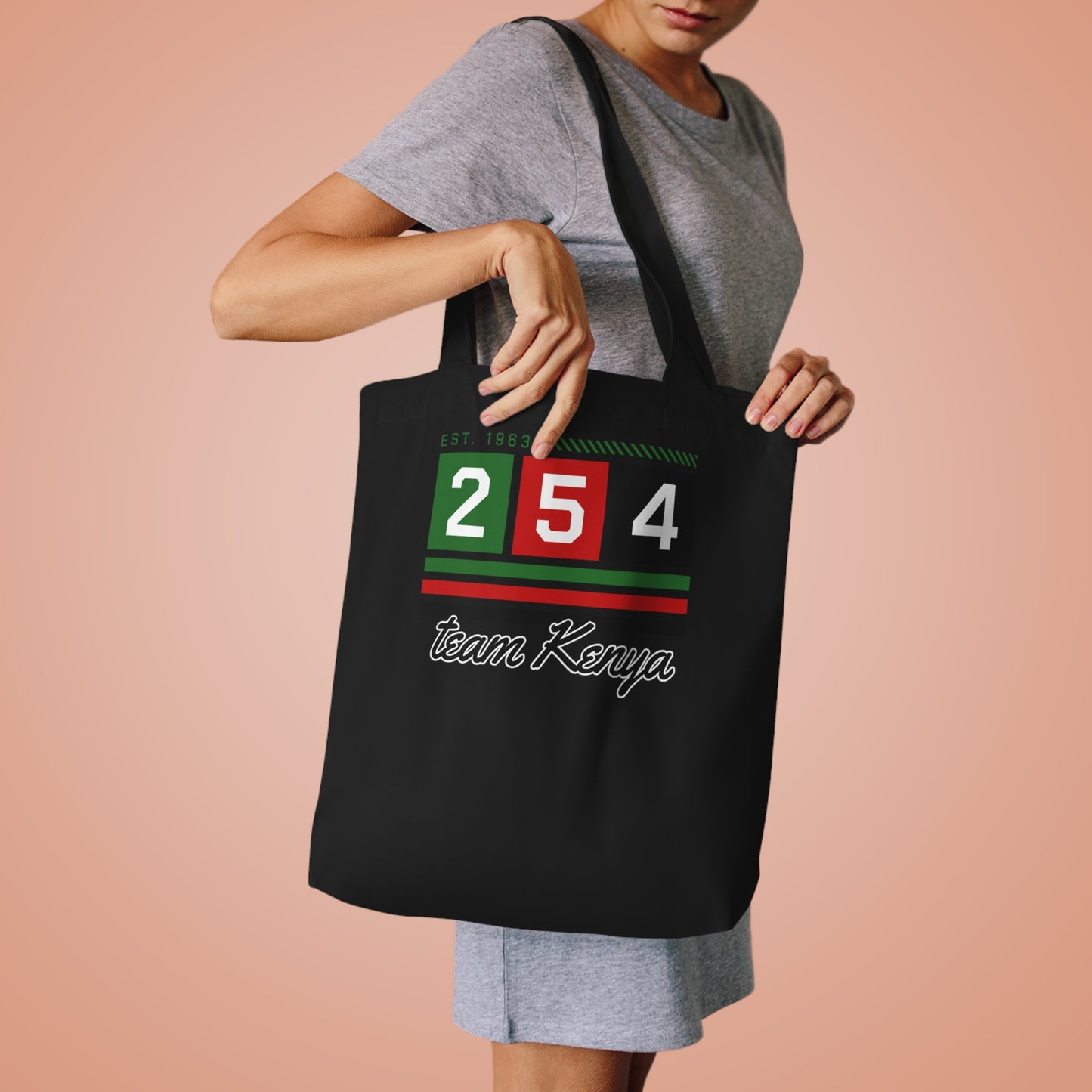 Team Kenya 254 Tote Bag — Kenya Flag Number Graphic Cotton Tote