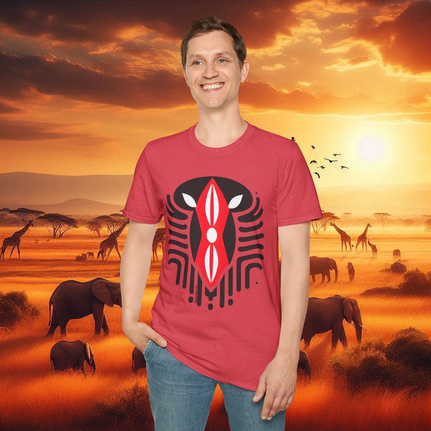 Kenyan Abstract  Shield  Unisex Softstyle T-Shirt