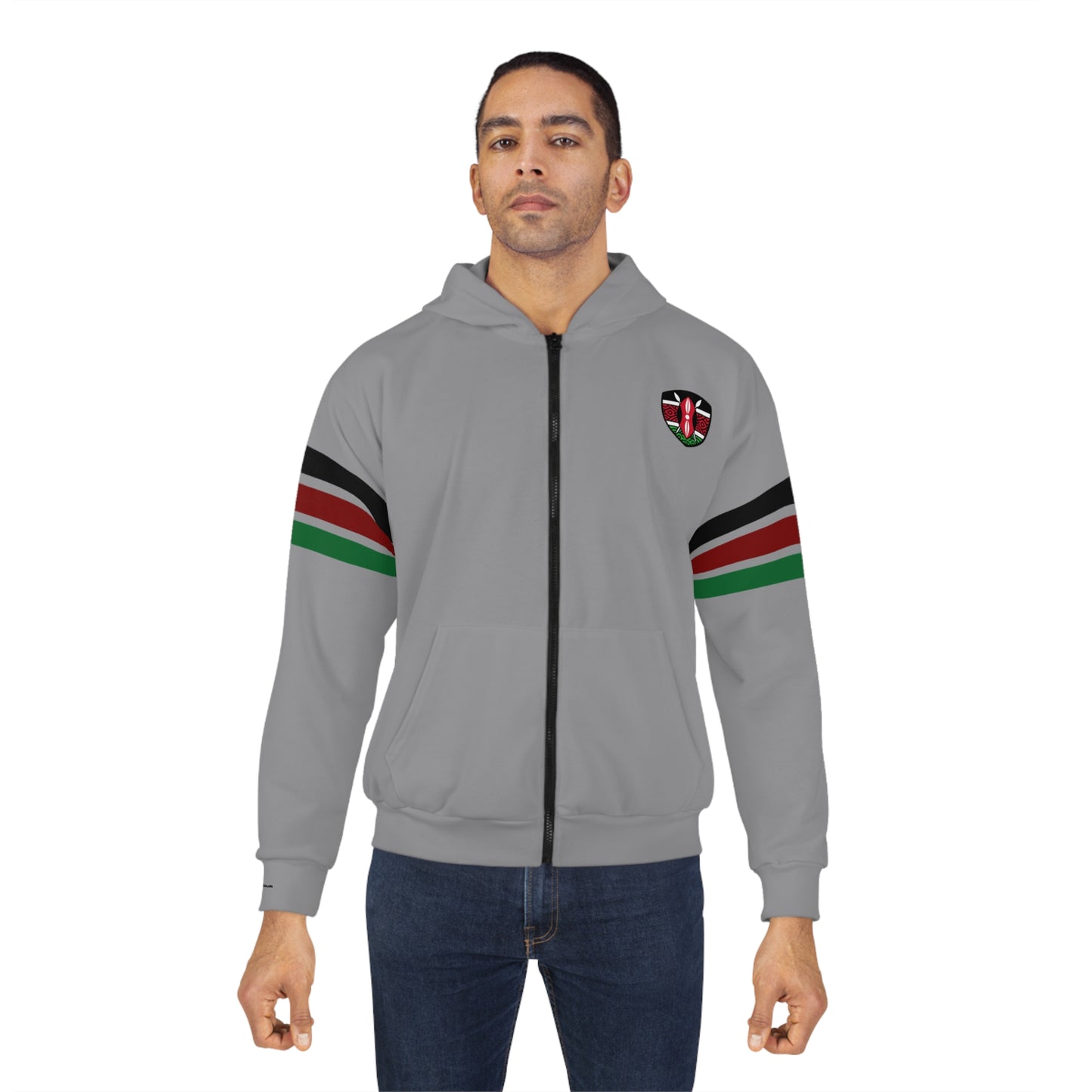 Kenyan Striped Sleeve Zip Hoodie