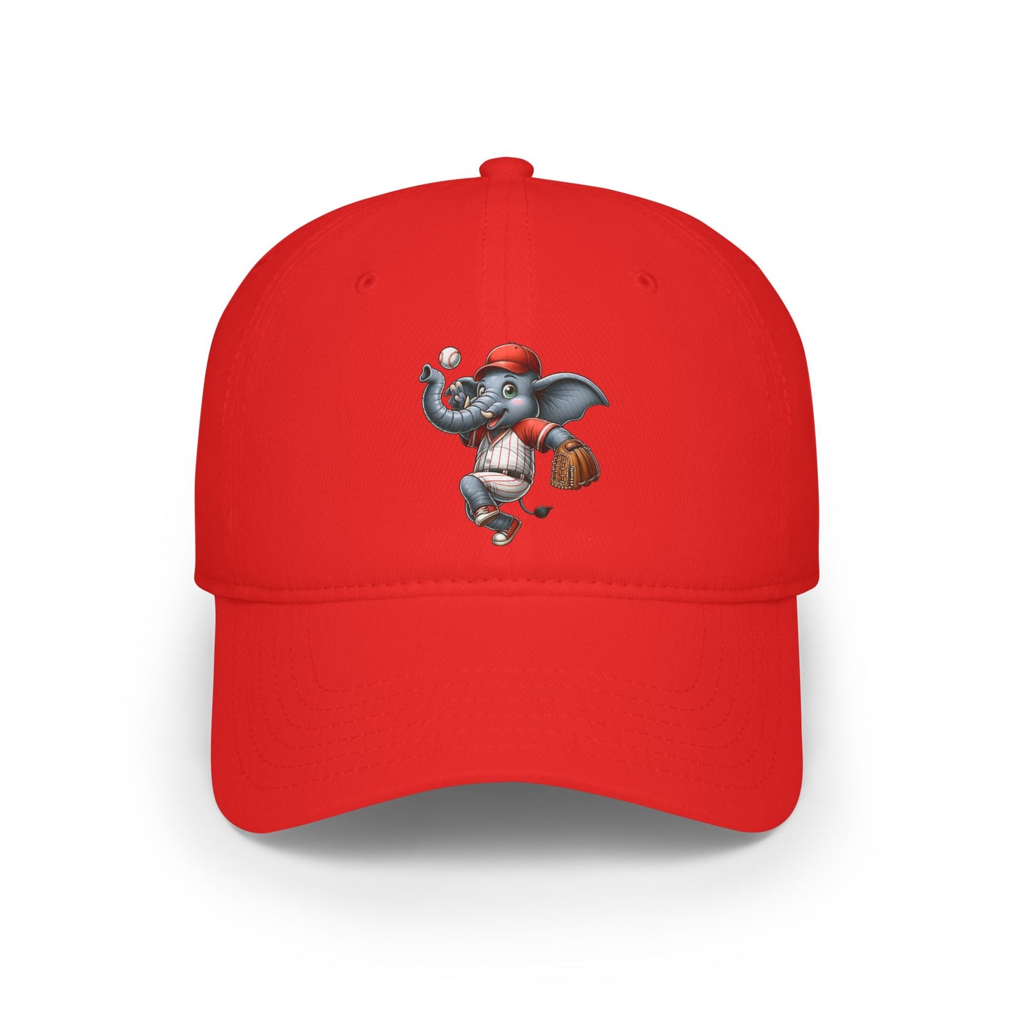 Red Playful Elephant Baseball Cap