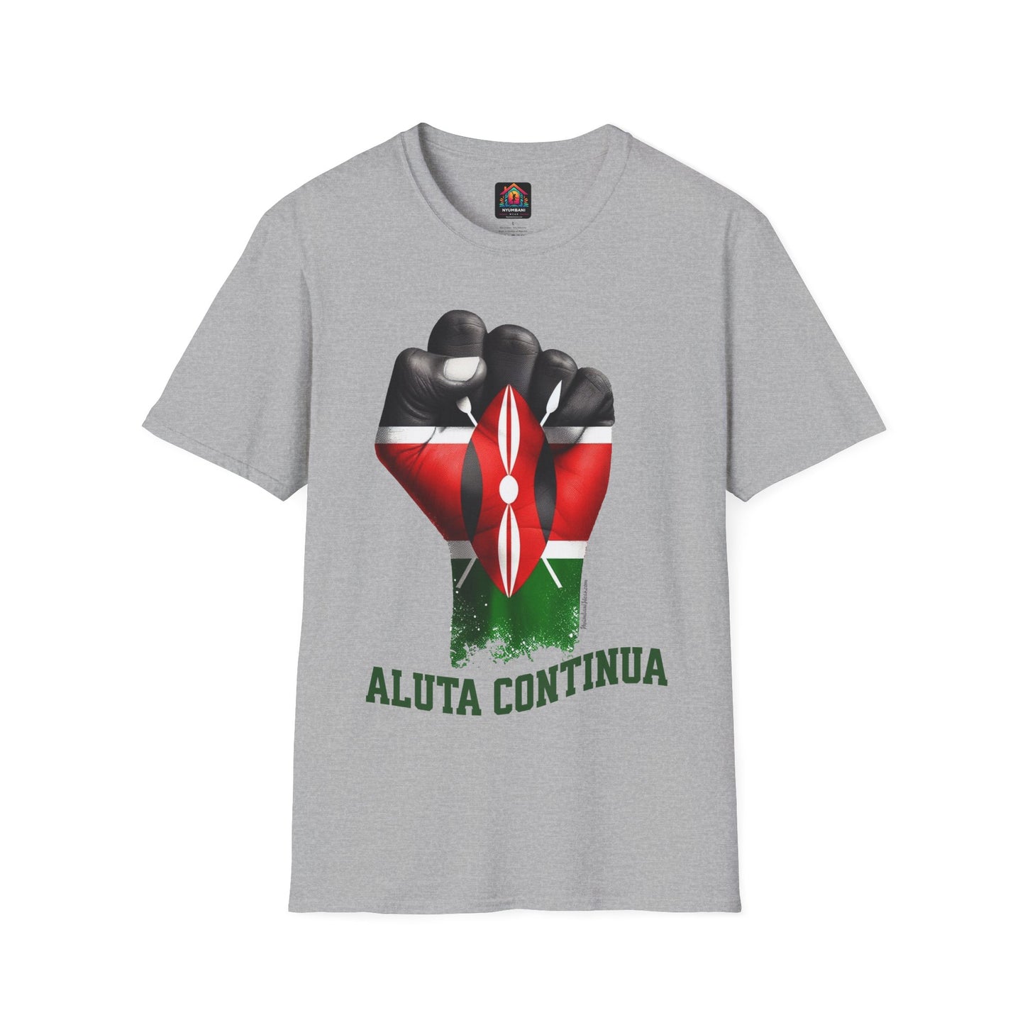 Kenyan Aluta Continua Unisex T-Shirt with Black Fist and Kenyan Flag