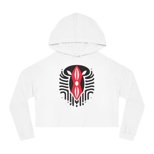 Kenyan Abstract Shield Women’s Cropped Hooded Sweatshirt
